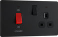 BG Evolve - PCDMB70B - Matt Black (Black) Cooker Control Socket, Double Pole Switch With LED Power IndicatorS BG - Evolve - Screwless Matt Black BG - Sparks Warehouse