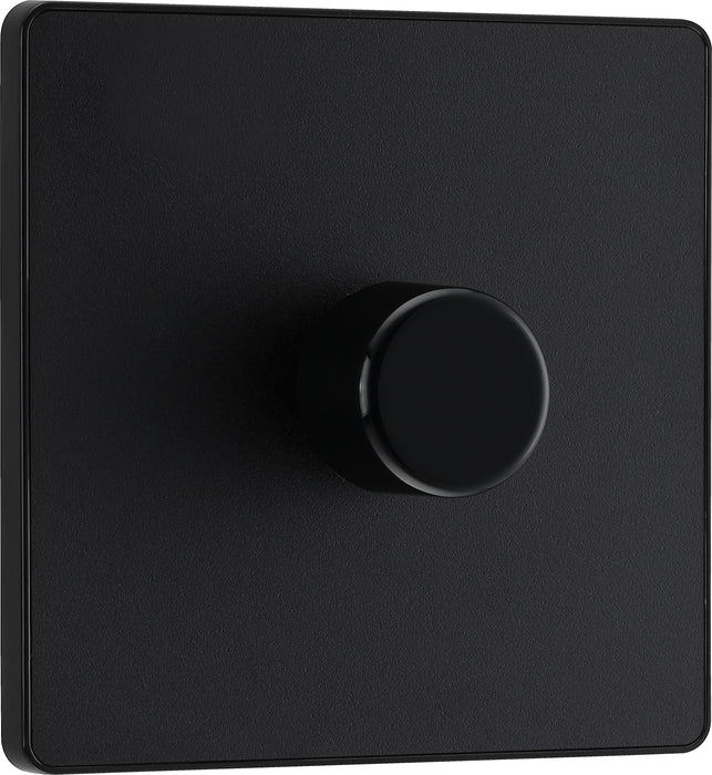 BG Evolve - PCDMB81B - Matt Black (Black) Trailing Edge LED 200W Single Dimmer Switch, 2-Way Push On/Off BG - Evolve - Screwless Matt Black BG - Sparks Warehouse