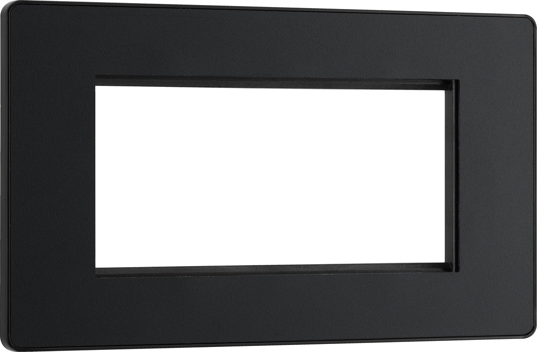 BG Evolve - PCDMBEMR4B - Matt Black (Black) Quadruple Rectangular Front Plate (100 X 50) BG - Evolve - Screwless Matt Black BG - Sparks Warehouse