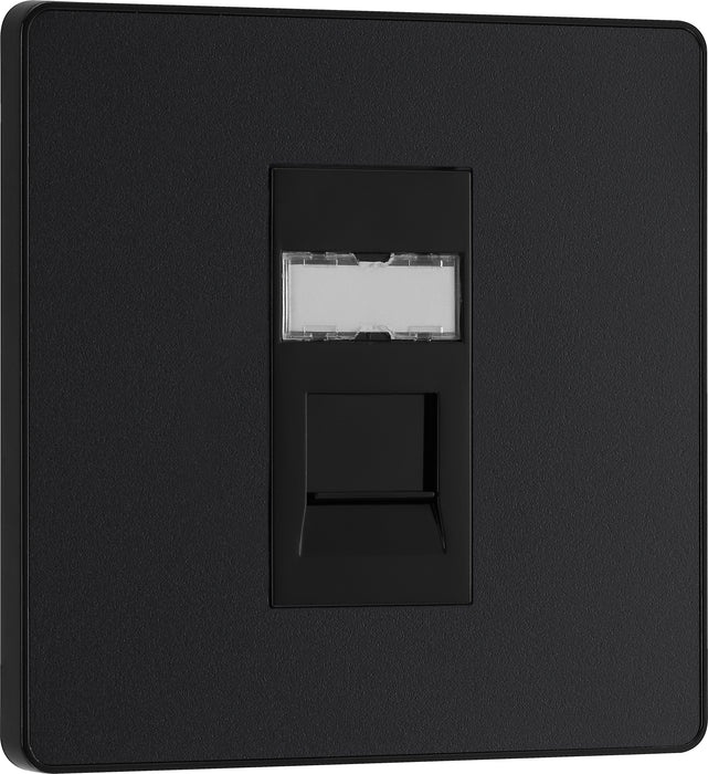 BG Evolve - PCDMBRJ451B - Matt Black (Black) Single RJ45 Telephone Socket BG - Evolve - Screwless Matt Black BG - Sparks Warehouse