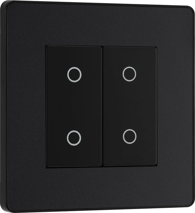 BG Evolve - PCDMBTDS2B - Matt Black (Black) 200W Double Touch Dimmer Switch, 2-Way Secondary BG - Evolve - Screwless Matt Black BG - Sparks Warehouse