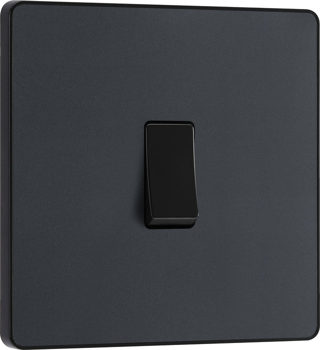 BG Evolve - PCDMG12B - Matt Grey (Black) Single Light Switch, 20A 16AX, 2 Way BG - Evolve - Screwless Matt Grey BG - Sparks Warehouse