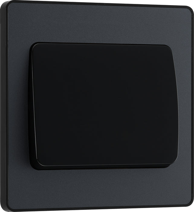 BG Evolve - PCDMG12WB - Matt Grey (Black) Single Light Switch, 20A 16AX, 2 Way, Wide Rocker BG - Evolve - Screwless Matt Grey BG - Sparks Warehouse