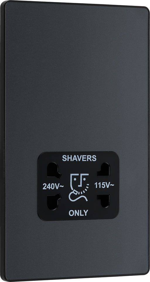 BG Evolve - PCDMG20B - Matt Grey (Black) Dual Voltage Shaver Socket 115/240V BG - Evolve - Screwless Matt Grey BG - Sparks Warehouse