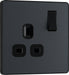 BG Evolve - PCDMG21B - Matt Grey (Black) Single Switched 13A Power Socket BG - Evolve - Screwless Matt Grey BG - Sparks Warehouse