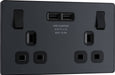 BG Evolve - PCDMG22U3B - Matt Grey (Black) Double Switched 13A Power Socket + 2 X USB (3.1A) BG - Evolve - Screwless Matt Grey BG - Sparks Warehouse