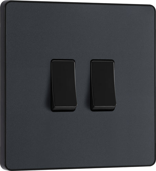 BG Evolve - PCDMG42B - Matt Grey (Black) Double Light Switch, 20A 16AX, 2 Way BG - Evolve - Screwless Matt Grey BG - Sparks Warehouse