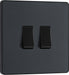 BG Evolve - PCDMG42B - Matt Grey (Black) Double Light Switch, 20A 16AX, 2 Way BG - Evolve - Screwless Matt Grey BG - Sparks Warehouse