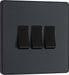 BG Evolve - PCDMG43B - Matt Grey (Black) Triple Light Switch, 20A 16AX, 2 Way BG - Evolve - Screwless Matt Grey BG - Sparks Warehouse