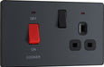 BG Evolve - PCDMG70B - Matt Grey (Black) Cooker Control Socket, Double Pole Switch With LED Power IndicatorS BG - Evolve - Screwless Matt Grey BG - Sparks Warehouse