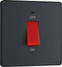 BG Evolve - PCDMG74B - Matt Grey (Black) 45A Square Switch, Double Pole With LED Power Indicator BG - Evolve - Screwless Matt Grey BG - Sparks Warehouse