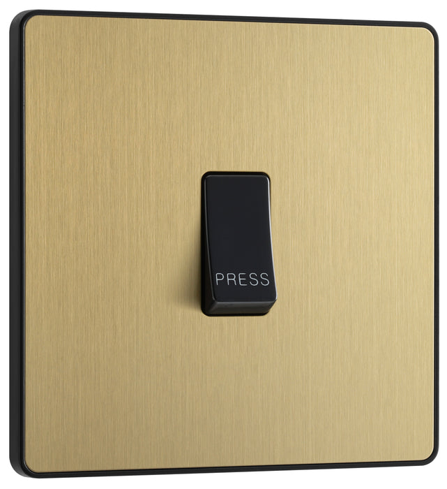 BG Evolve - PCDSB14B - Brushed Brass (Black) Single Press Switch, 10A BG - Evolve - Screwless Brushed Brass BG - Sparks Warehouse