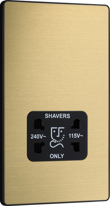 BG Evolve - PCDSB20B - Brushed Brass (Black) Dual Voltage Shaver Socket 115/240V BG - Evolve - Screwless Brushed Brass BG - Sparks Warehouse
