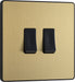 BG Evolve - PCDSB42B - Brushed Brass (Black) Double Light Switch, 20A 16AX, 2 Way BG - Evolve - Screwless Brushed Brass BG - Sparks Warehouse