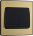 BG Evolve - PCDSB42WB - Brushed Brass (Black) Double Light Switch, 20A 16AX, 2 Way, Wide Rocker BG - Evolve - Screwless Brushed Brass BG - Sparks Warehouse