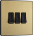 BG Evolve - PCDSB43B - Brushed Brass (Black) Triple Light Switch, 20A 16AX, 2 Way BG - Evolve - Screwless Brushed Brass BG - Sparks Warehouse