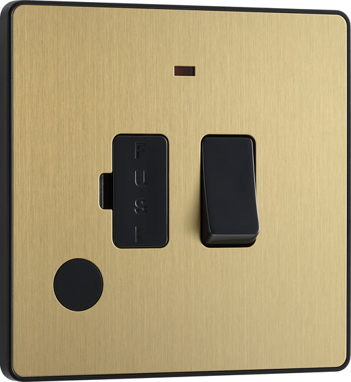 BG Evolve - PCDSB52B - Brushed Brass (Black) Switched 13A Fused Connection Unit With Power LED Indicator, And Flex Outlet BG - Evolve - Screwless Brushed Brass BG - Sparks Warehouse