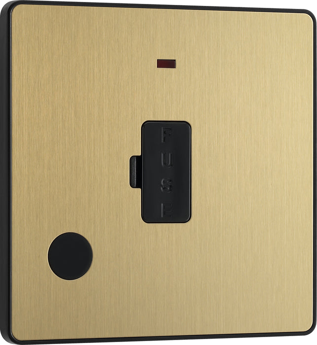 BG Evolve - PCDSB54B - Brushed Brass (Black) Unswitched 13A Fused Connection Unit With Power LED Indicator, And Flex Outlet BG - Evolve - Screwless Brushed Brass BG - Sparks Warehouse