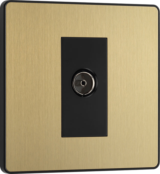 BG Evolve - PCDSB60B - Brushed Brass (Black) Single Socket For TV OR FM Co-Axial AERIAL Connection BG - Evolve - Screwless Brushed Brass BG - Sparks Warehouse