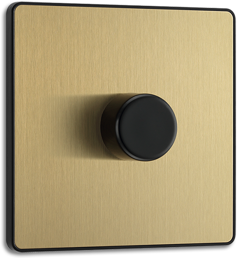BG Evolve - PCDSB81B - Brushed Brass (Black) Trailing Edge LED 200W Single Dimmer Switch, 2-Way Push On/Off BG - Evolve - Screwless Brushed Brass BG - Sparks Warehouse