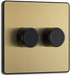 BG Evolve - PCDSB82B - Brushed Brass (Black) Trailing Edge LED 200W Double Dimmer Switch, 2-Way Push On/Off BG - Evolve - Screwless Brushed Brass BG - Sparks Warehouse