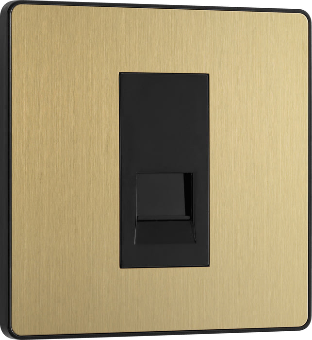 BG Evolve - PCDSBBTS1B - Brushed Brass (Black) Single Secondary Telephone Socket BG - Evolve - Screwless Brushed Brass BG - Sparks Warehouse