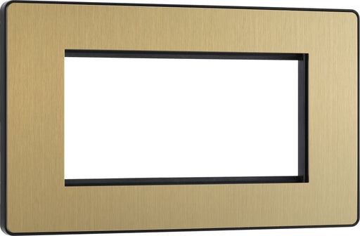BG Evolve - PCDSBEMR4B - Brushed Brass (Black) Quadruple Rectangular Front Plate (100 X 50) BG - Evolve - Screwless Brushed Brass BG - Sparks Warehouse