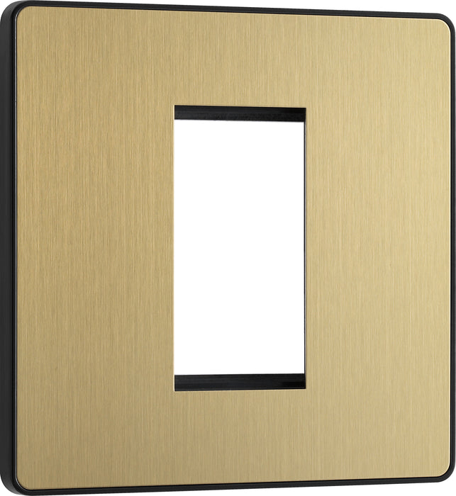 BG Evolve - PCDSBEMS1B - Brushed Brass (Black) Single Euro Module Front Plate (25 X 50) BG - Evolve - Screwless Brushed Brass BG - Sparks Warehouse