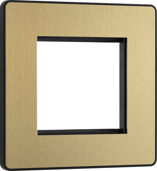 BG Evolve - PCDSBEMS2B - Brushed Brass (Black) Twin Euro Module Apeture Single Front Plate (50 X 50) BG - Evolve - Screwless Brushed Brass BG - Sparks Warehouse