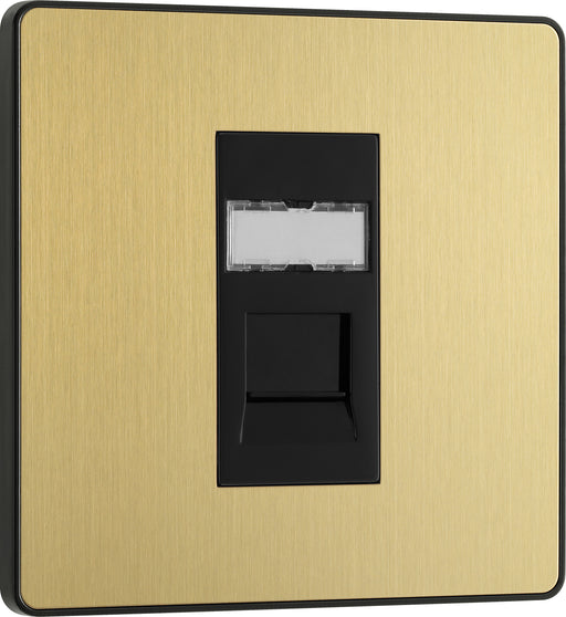 BG Evolve - PCDSBRJ451B - Brushed Brass (Black) Single RJ45 Telephone Socket BG - Evolve - Screwless Brushed Brass BG - Sparks Warehouse