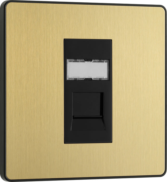 BG Evolve - PCDSBRJ451B - Brushed Brass (Black) Single RJ45 Telephone Socket BG - Evolve - Screwless Brushed Brass BG - Sparks Warehouse