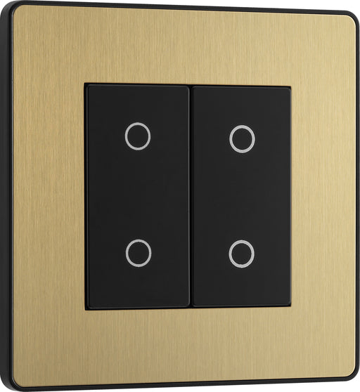 BG Evolve - PCDSBTDM2B - Brushed Brass (Black) 200W Double Touch Dimmer Switch, 2-Way Master BG - Evolve - Screwless Brushed Brass BG - Sparks Warehouse
