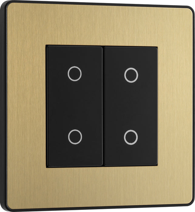 BG Evolve - PCDSBTDM2B - Brushed Brass (Black) 200W Double Touch Dimmer Switch, 2-Way Master BG - Evolve - Screwless Brushed Brass BG - Sparks Warehouse