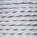 1.5mm Core Decorative Braided Fabric Flex  - 1 Metre Length  - PEARL SILVER TWIST