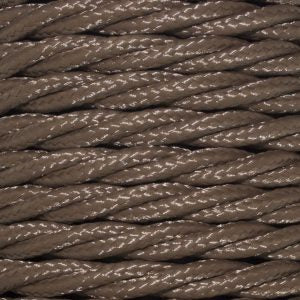 1.5mm Core Decorative Braided Fabric Flex  - 1 Metre Length  - POLY BROWN TWIST