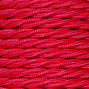 1.5mm Core Decorative Braided Fabric Flex  - 1 Metre Length  - POPPY RED TWIST