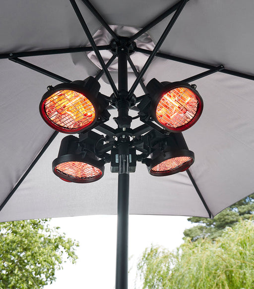 Ruby ZR-37445 1800W 4 Head Parasol Outdoor Heater - IP3X Outdoor Heaters Forum Lighting Solutions - Sparks Warehouse