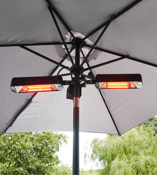 Topaz ZR-37448 1600W 2 Head Parasol Outdoor Heater - IP3X Outdoor Heaters Forum Lighting Solutions - Sparks Warehouse