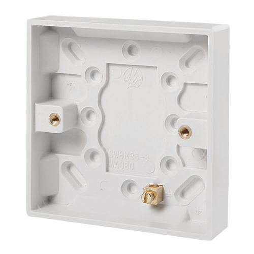 Scolmore PRW080 - 1 Gang 16mm Deep Pattress Box With Brass Earth Terminal Fitted Polar Accessories Scolmore - Sparks Warehouse