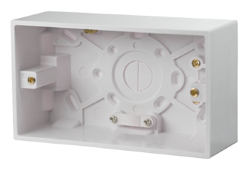 Scolmore PRW086 - 2 Gang 47mm Deep Pattress Box Fitted With Cable Restraint Polar Accessories Scolmore - Sparks Warehouse