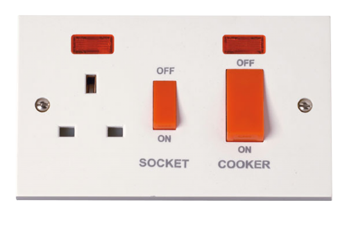 Scolmore PRW205 - 45A Cooker Switch With 13A DP Switched Socket Outlet And Neons Polar Accessories Scolmore - Sparks Warehouse