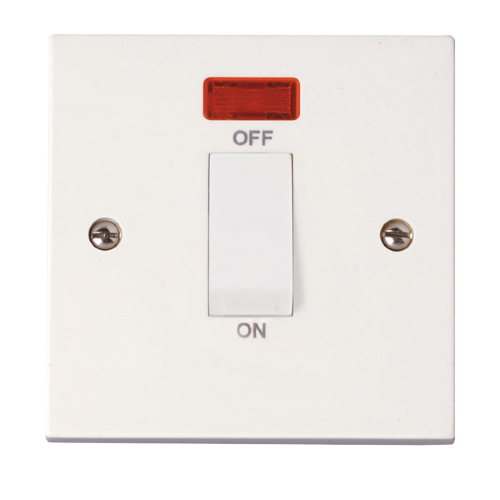 Scolmore PRW501 - 1 Gang 45A DP Switch + Neon (White Rocker) Polar Accessories Scolmore - Sparks Warehouse