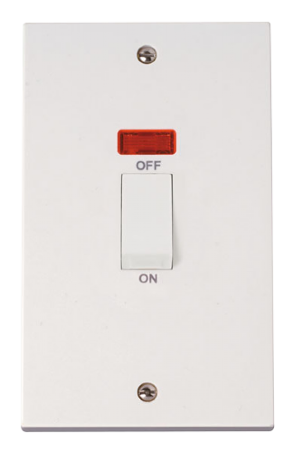 Scolmore PRW503 - 2 Gang 45A DP Switch + Neon (White Rocker) Polar Accessories Scolmore - Sparks Warehouse