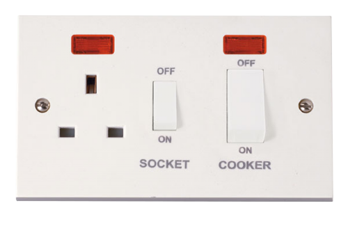 Scolmore PRW505 - 45A DP Switch 13A DP Switched Socket Neons (White Rocker) Polar Accessories Scolmore - Sparks Warehouse