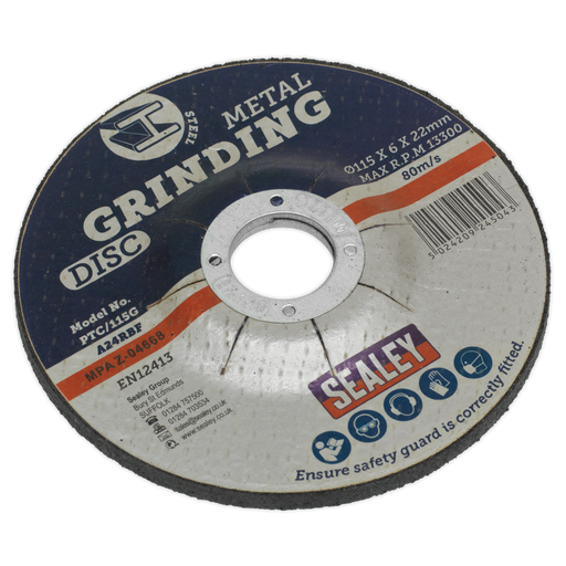 Sealey - PTC/115G Grinding Disc Ø115 x 6mm Ø22mm Bore Consumables Sealey - Sparks Warehouse