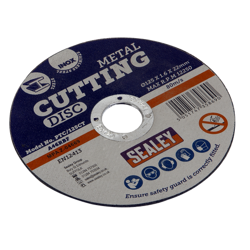 Sealey - PTC/125CT Cutting Disc Ø125 x 1.6mm 22mm Bore Consumables Sealey - Sparks Warehouse