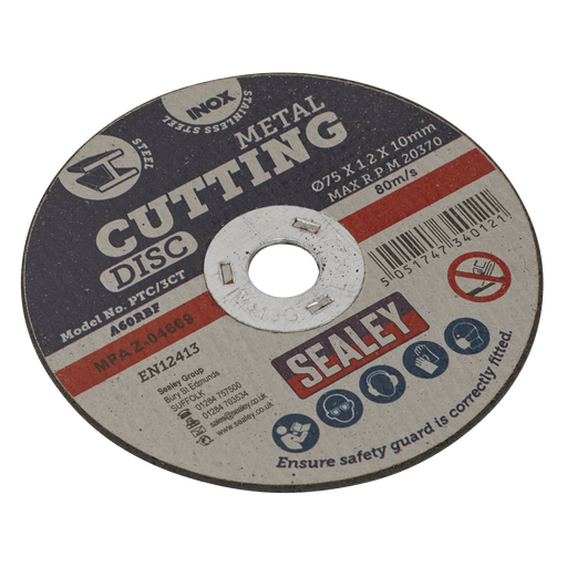 Sealey - PTC/3CT Cutting Disc Ø75 x 1.2mm 10mm Bore Consumables Sealey - Sparks Warehouse