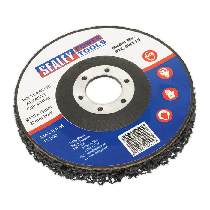 Sealey - PTC/CW115 Polycarbide Cup Wheel Ø115 x 13 x 22mm Consumables Sealey - Sparks Warehouse