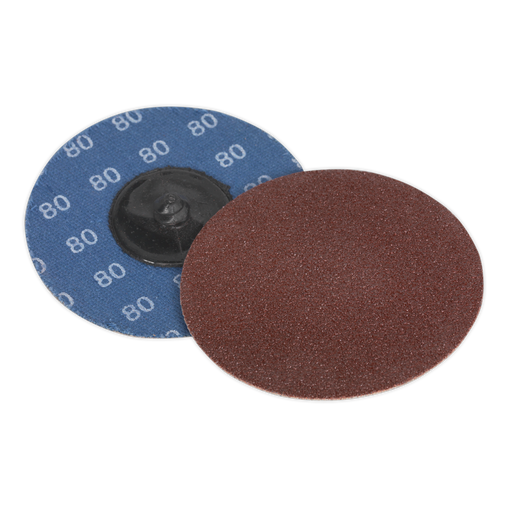 Sealey - PTCQC7580 Quick-Change Sanding Disc Ø75mm 80Grit Pack of 10 Consumables Sealey - Sparks Warehouse
