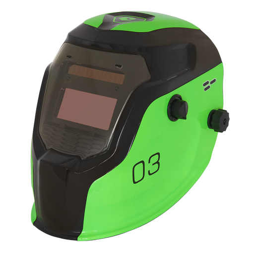 Sealey - PWH3 Auto Darkening Welding Helmet Shade 9-13 - Green Safety Products Sealey - Sparks Warehouse